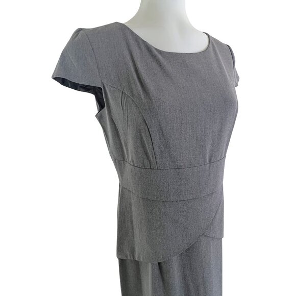 Emma & Michele Gray Sheath Dress with Peplum Waist – NWT – Size 12 - Picture 4 of 14